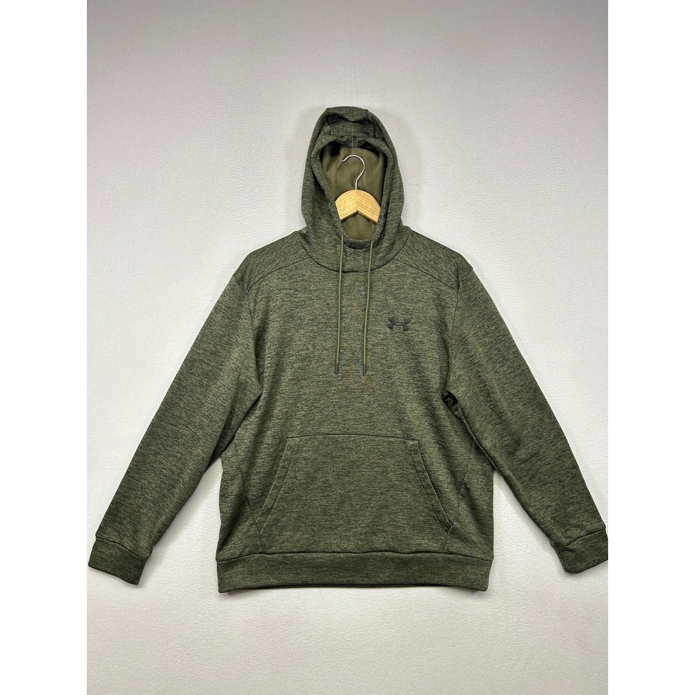 Athletic Gorpcore Under Armour Mens Large Green Space Dye Fleece Pullover Hoodie